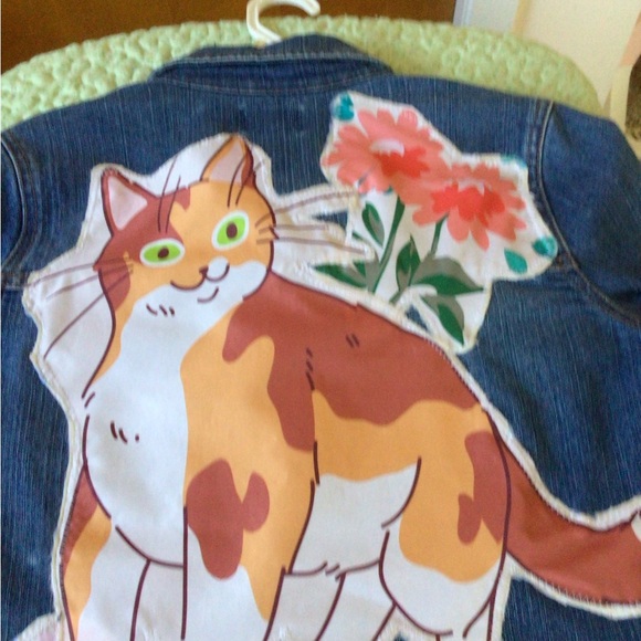 Upcycled denim jacket size children 16 - Picture 3 of 11